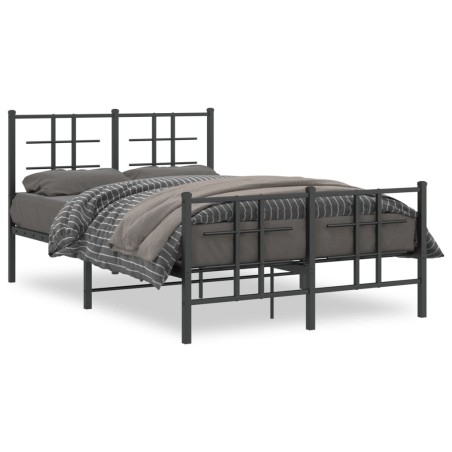 vidaXL Estructura de cama cabecero y estribo metal negro 120x200 cm