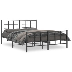 vidaXL Estructura de cama cabecero y estribo metal negro 160x200 cm