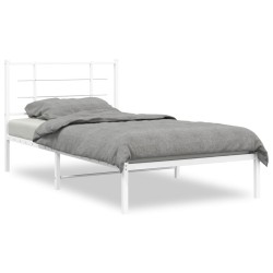 vidaXL Estructura de cama de metal con cabecero blanco 100x190 cm