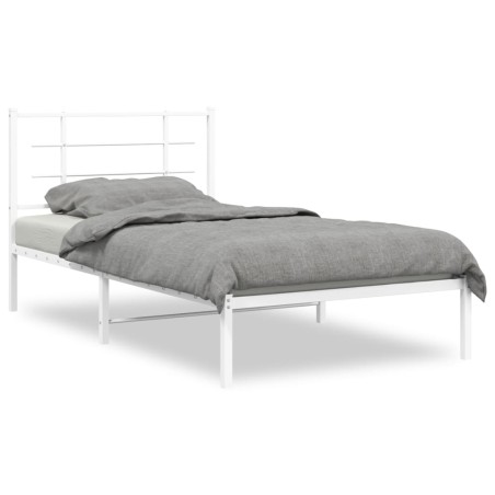 vidaXL Estructura de cama de metal con cabecero blanco 100x190 cm