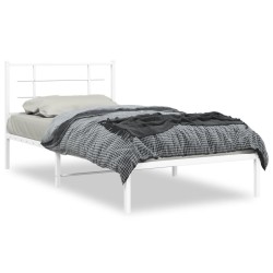 vidaXL Estructura de cama de metal con cabecero blanco 107x203 cm