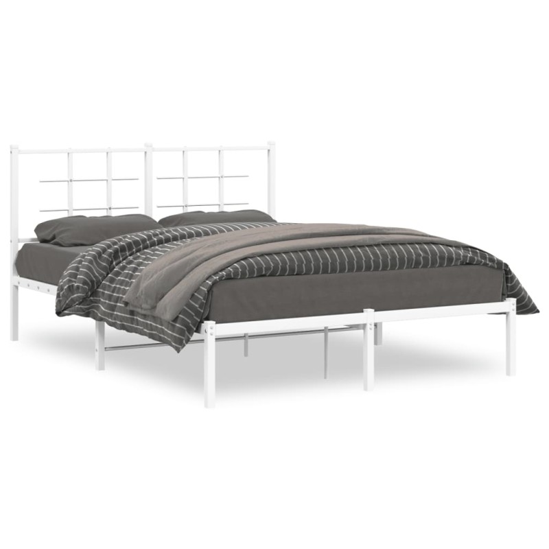 vidaXL Estructura de cama de metal con cabecero blanca 140x190 cm vidaXL Estructura de cama de metal con cabecero blanca 140x190 cm