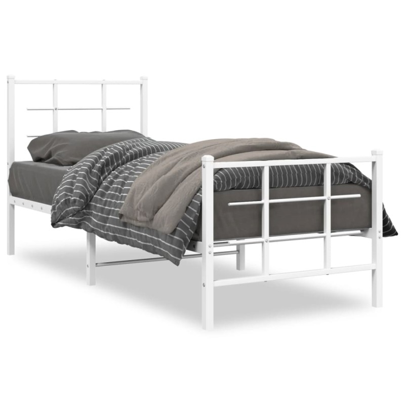 vidaXL Estructura cama metal con cabecero y pie cama blanca 80x200 cm vidaXL Estructura cama metal con cabecero y pie cama blanca 80x200 cm