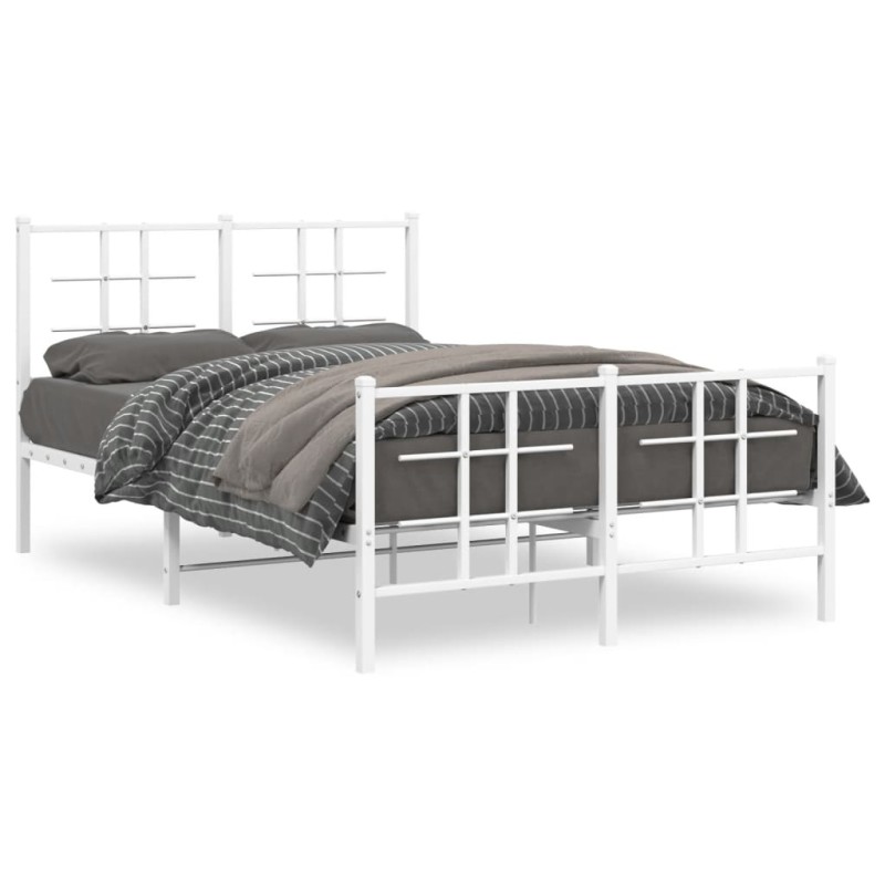 vidaXL Estructura cama metal con cabecero y estribo blanco 120x190 cm