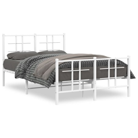 vidaXL Estructura cama metal con cabecero y estribo blanco 120x190 cm