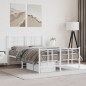 vidaXL Estructura cama metal con cabecero y estribo blanco 120x190 cm