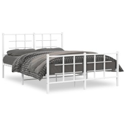 vidaXL Estructura cama metal con cabecero y estribo blanco 135x190 cm