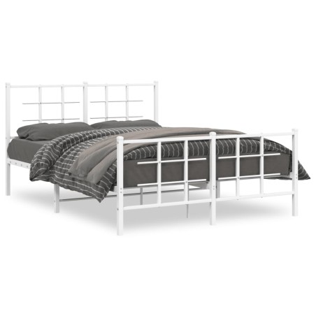 vidaXL Estructura cama metal con cabecero y estribo blanco 135x190 cm