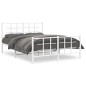 vidaXL Estructura cama metal con cabecero y estribo blanco 135x190 cm vidaXL Estructura cama metal con cabecero y estribo blanco 135x190 cm