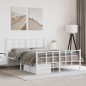 vidaXL Estructura cama metal con cabecero y estribo blanco 135x190 cm vidaXL Estructura cama metal con cabecero y estribo blanco 135x190 cm