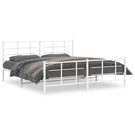 vidaXL Estructura cama metal con cabecero y pie cama blanco 183x213 cm
