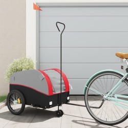 vidaXL Remolque para bicicleta hierro negro y rojo 45 kg