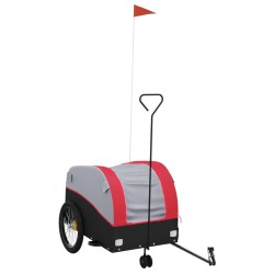 vidaXL Remolque para bicicleta hierro negro y rojo 45 kg