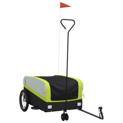 vidaXL Remolque para bicicleta hierro negro y verde 45 kg