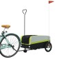 vidaXL Remolque para bicicleta hierro negro y verde 45 kg