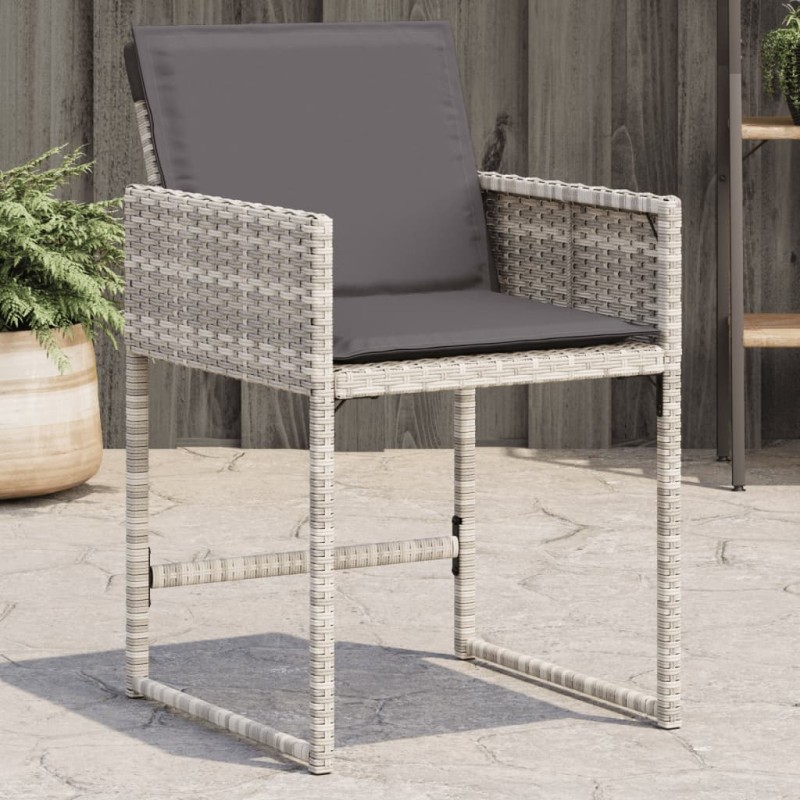 vidaXL Sillones de jardín con cojines 4 uds ratán sintético gris claro vidaXL Sillones de jardín con cojines 4 uds ratán sintético gris claro