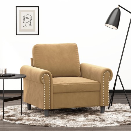 vidaXL Sillón de terciopelo marrón 60 cm