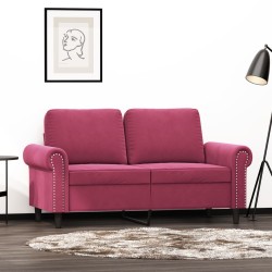 vidaXL Sofá de 2 plazas de terciopelo rojo tinto 120 cm
