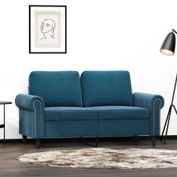 vidaXL Sofá de 2 plazas terciopelo azul 120 cm