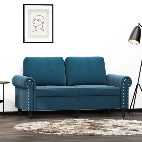 vidaXL Sofá de 2 plazas terciopelo azul 120 cm