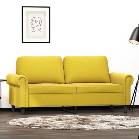 vidaXL Sofá de 2 plazas terciopelo amarillo 140 cm