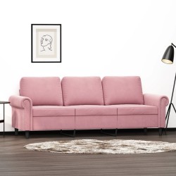 vidaXL Sofá de 3 plazas terciopelo rosa 180 cm