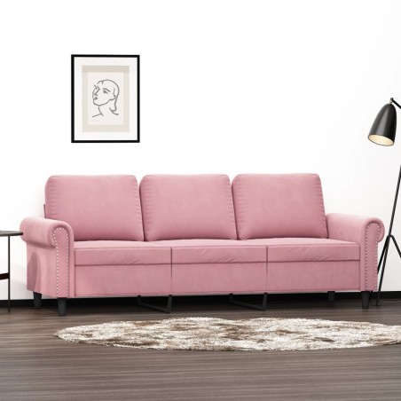 vidaXL Sofá de 3 plazas terciopelo rosa 180 cm