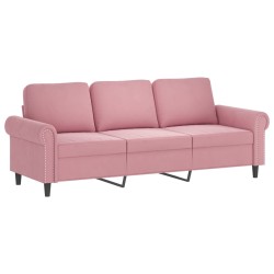 vidaXL Sofá de 3 plazas terciopelo rosa 180 cm