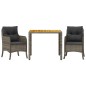 vidaXL Set comedor de jardín 3 piezas con cojines ratán sintético gris vidaXL Set comedor de jardín 3 piezas con cojines ratán sintético gris