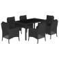 vidaXL Set de comedor de jardín 7 pzas y cojines ratán sintético negro vidaXL Set de comedor de jardín 7 pzas y cojines ratán sintético negro