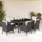vidaXL Set de comedor de jardín 7 pzas y cojines ratán sintético negro vidaXL Set de comedor de jardín 7 pzas y cojines ratán sintético negro
