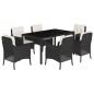 vidaXL Set de comedor de jardín 7 pzas y cojines ratán sintético negro vidaXL Set de comedor de jardín 7 pzas y cojines ratán sintético negro