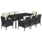 vidaXL Set de comedor de jardín 9 pzas y cojines ratán sintético negro vidaXL Set de comedor de jardín 9 pzas y cojines ratán sintético negro