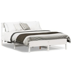 vidaXL Estructura de cama con cabecero madera pino blanco 120x200 cm