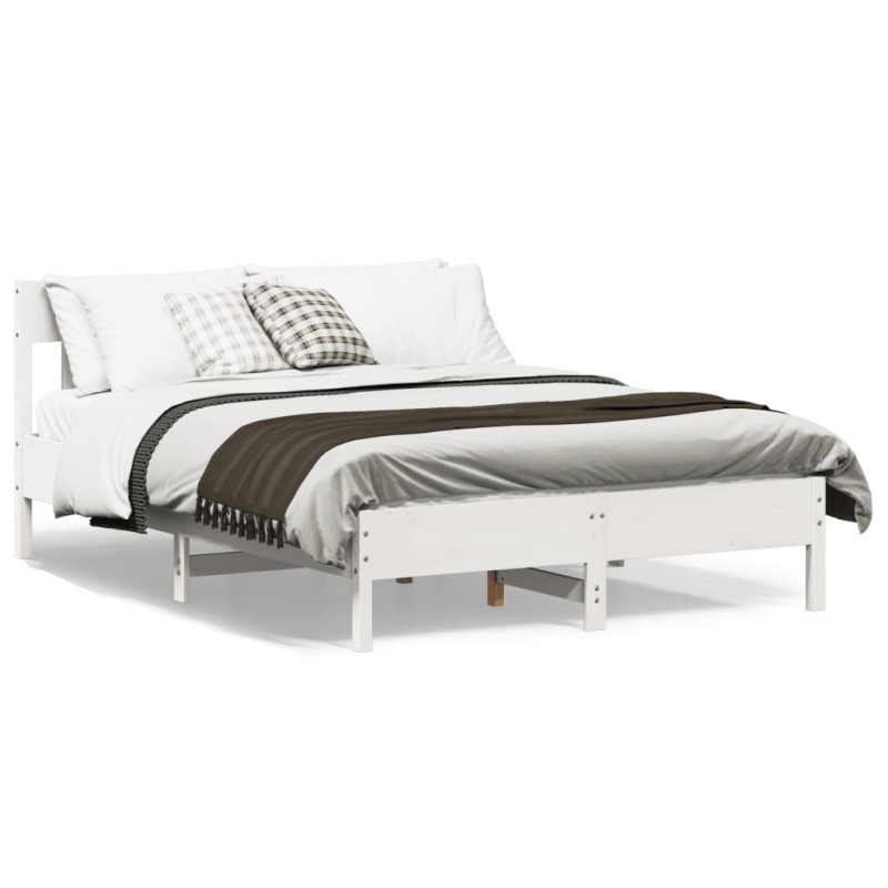 vidaXL Estructura de cama con cabecero madera pino blanco 120x200 cm