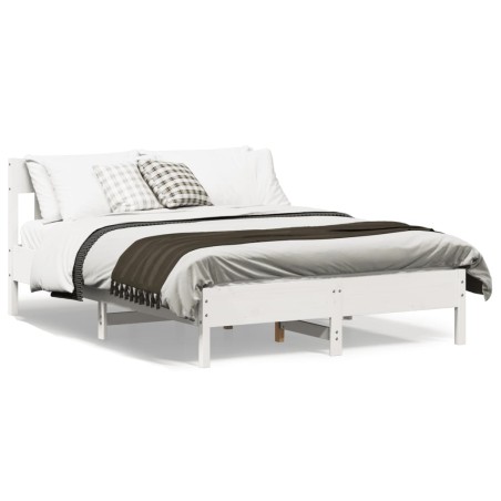 vidaXL Estructura de cama con cabecero madera pino blanco 120x200 cm