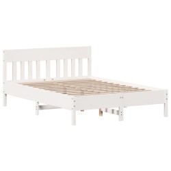 vidaXL Estructura de cama con cabecero madera pino blanco 120x200 cm