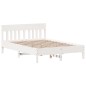vidaXL Estructura de cama con cabecero madera pino blanco 120x200 cm