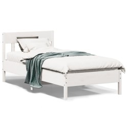 vidaXL Estructura de cama con cabecero madera pino blanco 75x190 cm