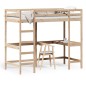 vidaXL Cama alta con escritorio madera maciza de pino 100x200 cm vidaXL Cama alta con escritorio madera maciza de pino 100x200 cm