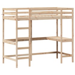 vidaXL Cama alta con escritorio madera maciza de pino 100x200 cm
