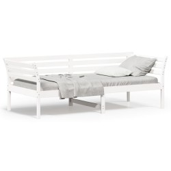 vidaXL Sofá cama madera maciza de pino blanco 90x200 cm