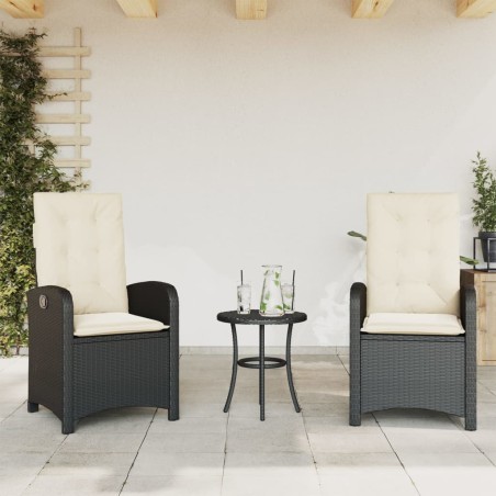 vidaXL Sillones reclinable jardín cojines 2 uds ratán sintético negro