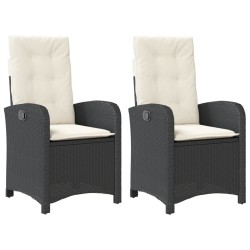 vidaXL Sillones reclinable jardín cojines 2 uds ratán sintético negro