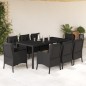 vidaXL Set de comedor de jardín 9 pzas y cojines ratán sintético negro vidaXL Set de comedor de jardín 9 pzas y cojines ratán sintético negro