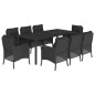 vidaXL Set de comedor de jardín 9 pzas y cojines ratán sintético negro vidaXL Set de comedor de jardín 9 pzas y cojines ratán sintético negro