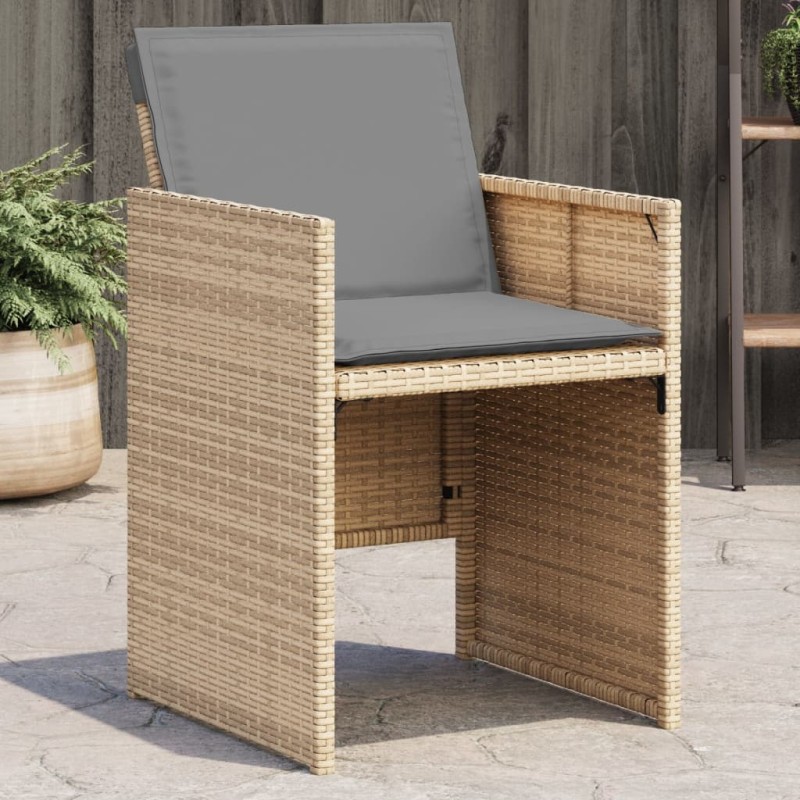 vidaXL Sillones jardín con cojines 4 uds ratán sintético beige mezcla vidaXL Sillones jardín con cojines 4 uds ratán sintético beige mezcla