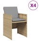 vidaXL Sillones jardín con cojines 4 uds ratán sintético beige mezcla vidaXL Sillones jardín con cojines 4 uds ratán sintético beige mezcla