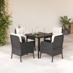 vidaXL Set de muebles jardín 5 pzas con cojines ratán sintético negro