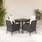 vidaXL Set de muebles jardín 5 pzas con cojines ratán sintético negro vidaXL Set de muebles jardín 5 pzas con cojines ratán sintético negro